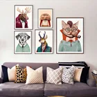 Творческий олень Ежик собака кот очки лося картина с рисунком животных Wall Art Nordic плакат и принтом для малышей и детей постарше декор комнаты картина