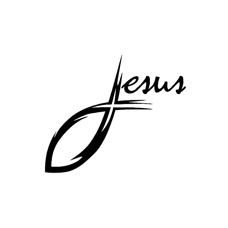 

Car Sticker Jesus Cursive Cross Christ Fish PVC Decals Car Sticker Black/silver 13.4cm * 11.3cm