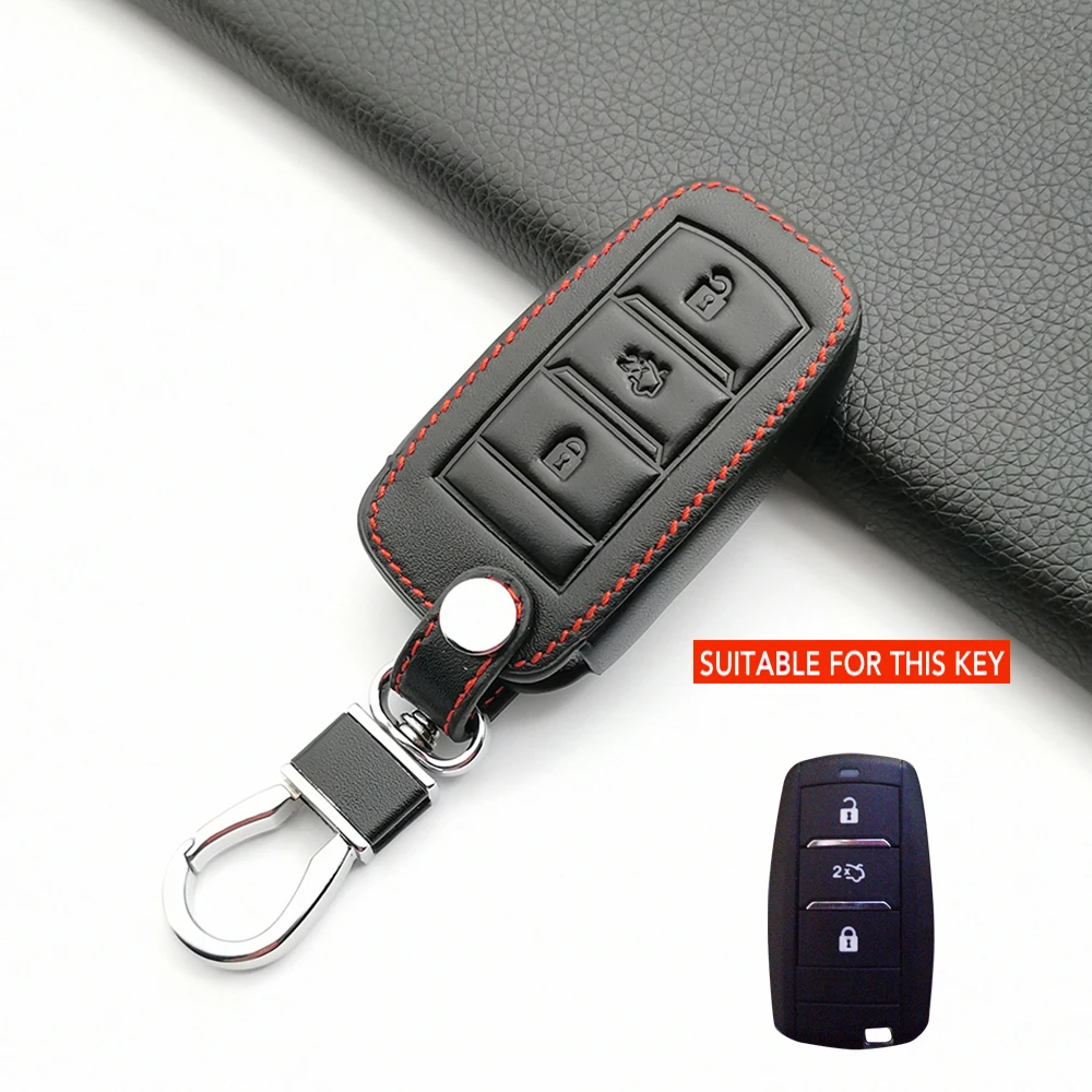 

Leather Car Key Case For Changan cs1 cv1 cs35plus cs95 cs15 cs75 cs35 cx20 Alsvin v7 Raeton cs55 cx70 3 Button Cover Key Ring