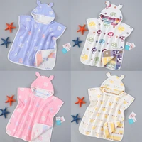 6 layers gauze hooded beach towel cotton baby cape towels soft poncho kids bathing stuff for babies washcloth