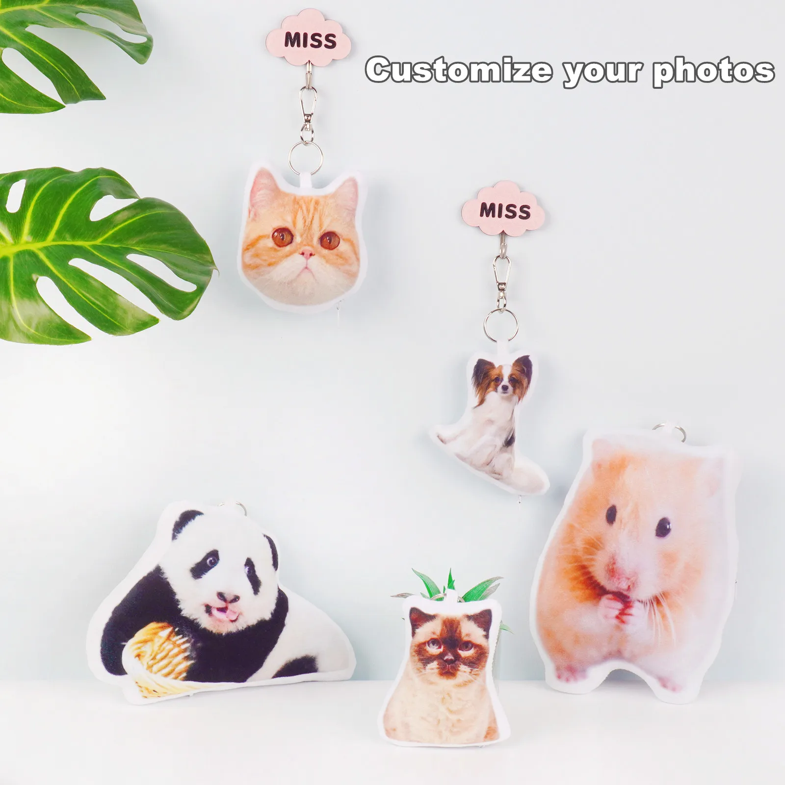 

Custom dog Toys Dolls keychain cat photo custom mascot backpack pendant mobile phone pendant pet key chain Birthday Gift