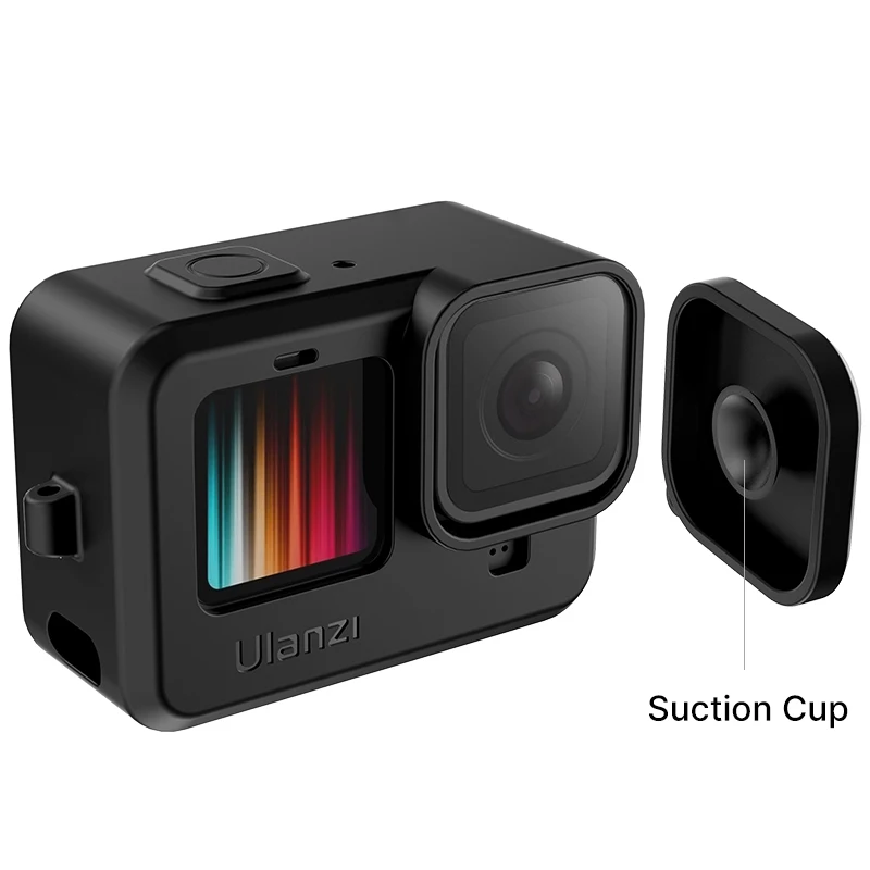 Силиконовый чехол для камеры Ulanzi GoPro 9 10 hero черный защитный с присоской и ремешком