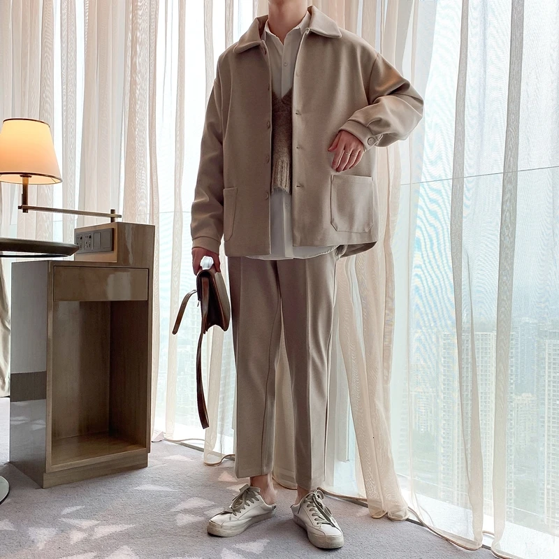 2019 (куртка + брюки) зимний мужской костюм для отдыха куртки мужские шерстяные