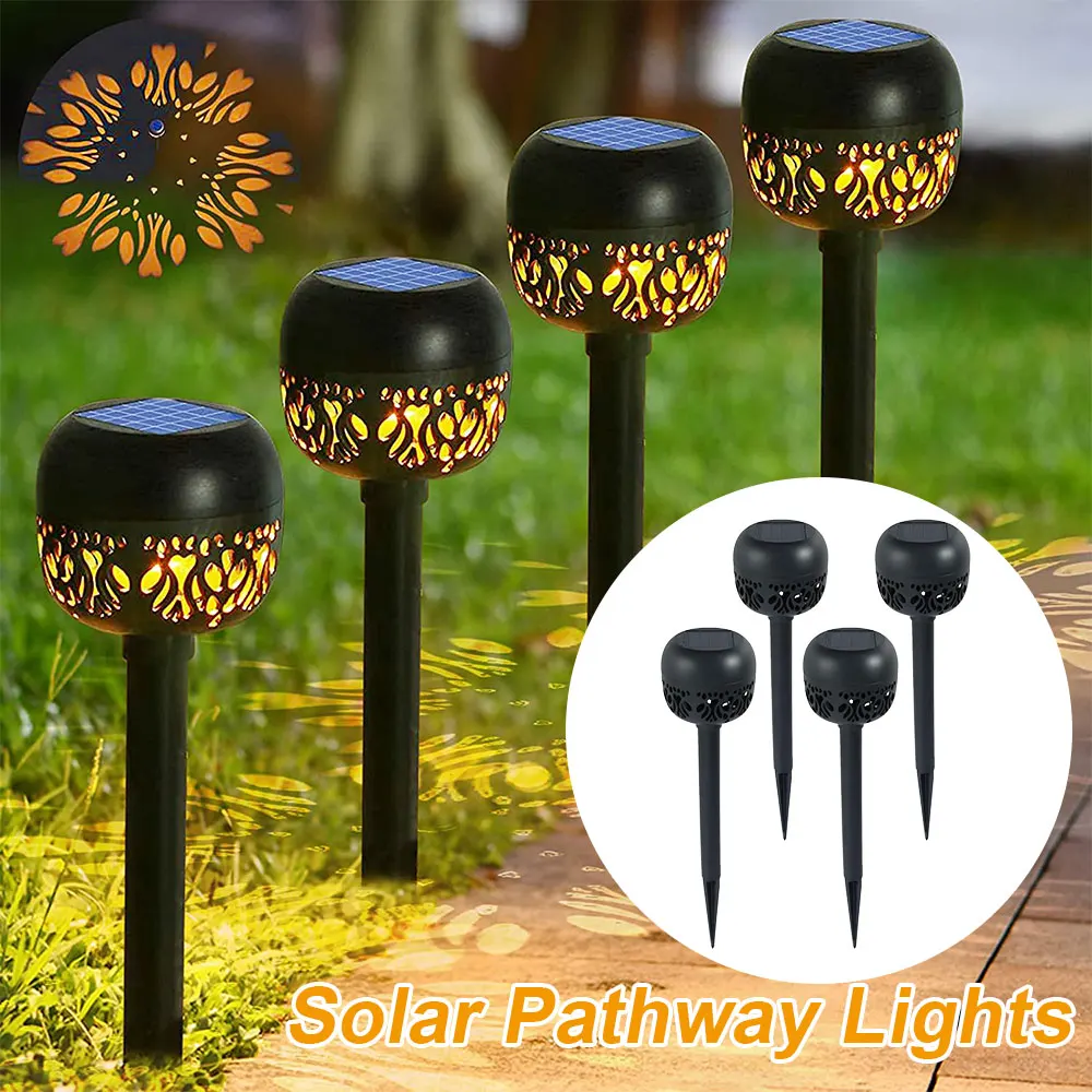 

4Pcs LED Solar Lights Garden Flickering Flame Torch Path Light Dancing Flame Torches Waterproof Lamp Lighting Dusk to Dawn