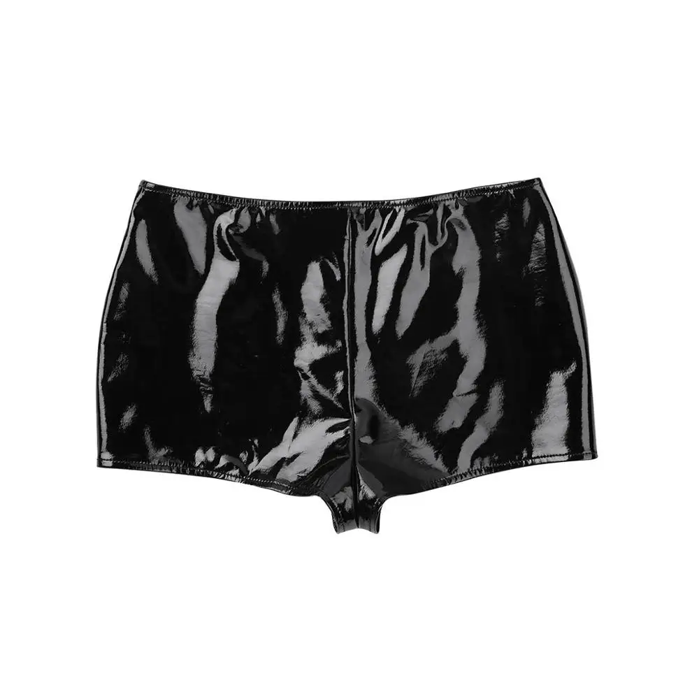 Сексуальные женские кожаные мини-шорты блестящие Светоотражающие спортивные