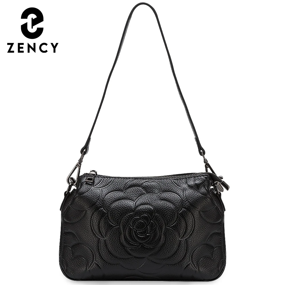 

Zency Classic Elegant 100% Genuine Leather Ladies Handbag Interior Slip Pocket High Quality Bag Simple Casual Shoulder Bag