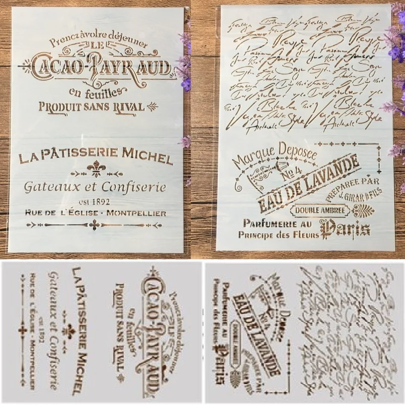 

2Pcs A4 French Words DIY Craft Layering Stencils Painting Scrapbooking Stamping Embossing Album Paper Template