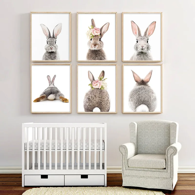 

Nordic Animal Rabbit Canvas Painting Poster Nursery Bunny Wall Art Print Picture Kids Bedroom Decoration Baby Home Decor