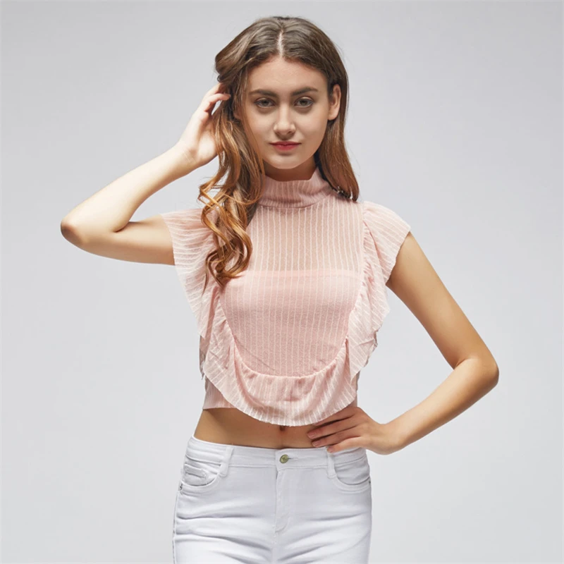 Европейская мода Женский Топ лето 2020 новинка маленький с высоким воротником
