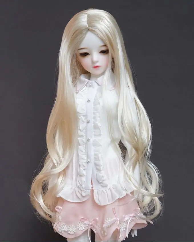 

Fashion BJD Doll wig imitation horsehair medium long hair light gold 1/3 1/4 one piece sell Free shipping