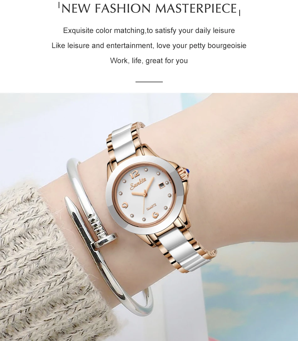 SUNKTA, модные женские часы, розовое золото, женские часы-браслет, Reloj Mujer, новинка, креативные водонепроницаемые кварцевые часы для женщин