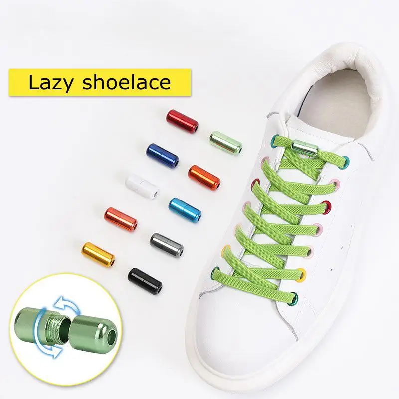 

Шнурки без завязывания для кроссовок 1 пара, плоские эластичные, для детей и взрослых, быстрое ленивое шнурок для обуви с пряжкой в виде капс...