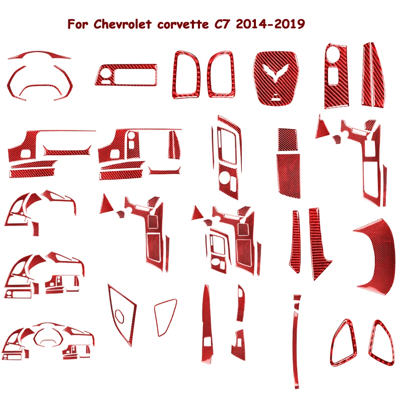 

Car Accessories Interior Carbon Fiber Gear In the Control Wait Red Stickers Decorative For Chevrolet corvette C7 2014-2019