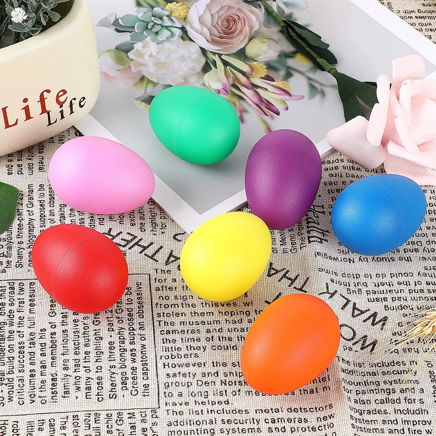 

20pcs Plastic Percussion Maracas Shaker Musical Sound Egg toys for kids Colorful Musical Instrument Baby Toddler Childre Toy