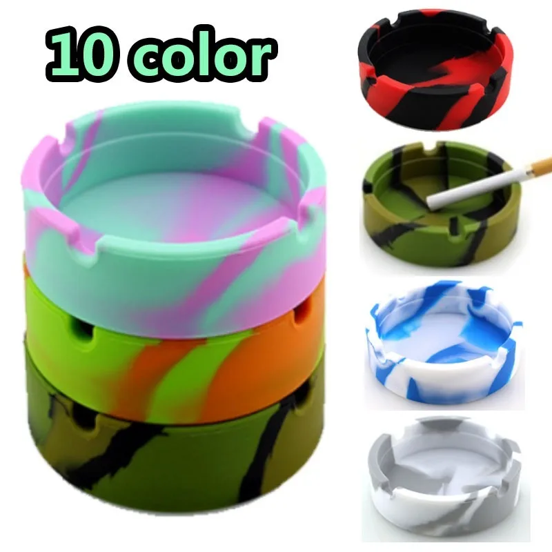 Foldable Eco-Friendly Silicone Ashtray Portable Round Glowing In the Darkness Cigarette Ash Tray Holder For Smoking Accessories
