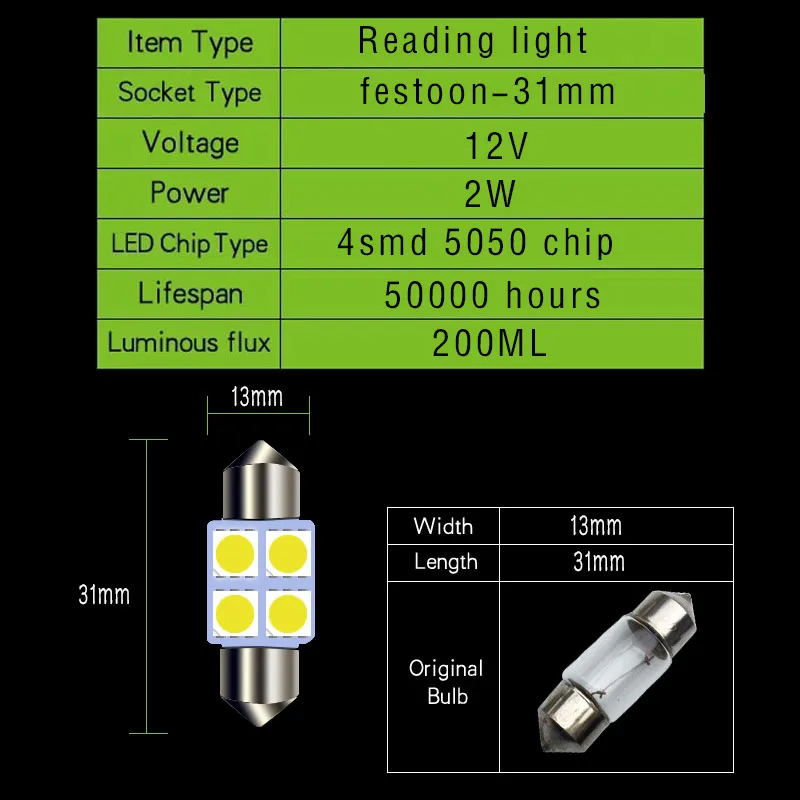 4 шт. высокая яркость Светодиодная лампа для освещения салона автомобиля