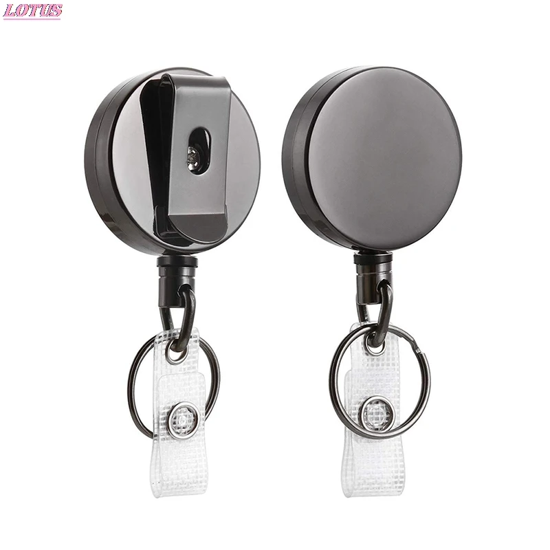 

2PCS Badge Holder Reel Key Ring Retractable Pull Key Chains Belt Recoil Clip ID Name Card Metal Heavy Duty Office Lanyard