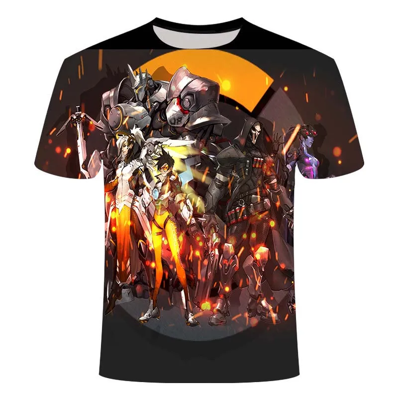 

2021 Men's New Cool 3D Overwatch T-shirt Men's Cool Style Pattern 3DT Shirt Summer Trend Short Sleeve