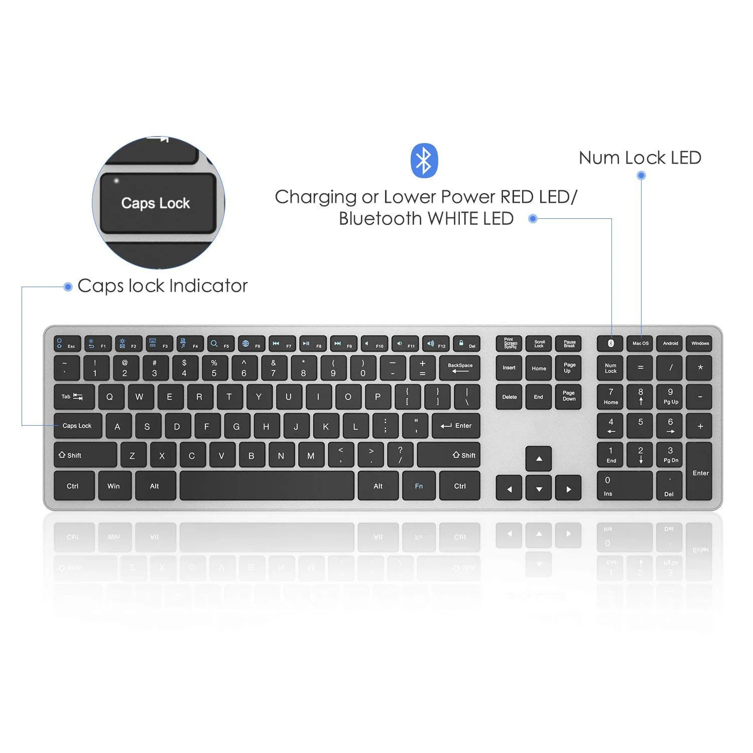 SeenDa Bluetooth keyboard Full-Size Wireless Keyboard for Ipad Laptop Table 109-button multi-pairing | Компьютеры и офис