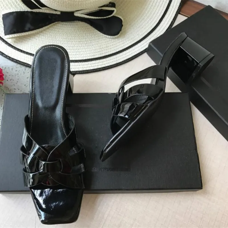 

Fashion High Heels Plus Size Women's Shoes Brand Classic Mid-heel Slippers Leather Sexy Dress Shoes Ladies White Btalon Femme
