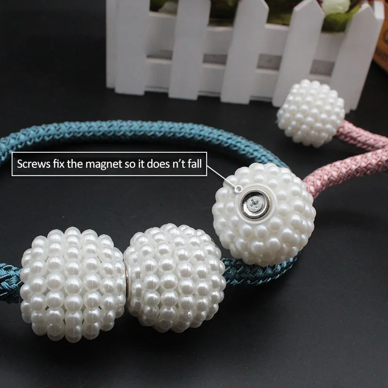 Магнитный зажим для штор держатель с жемчужинами подвесной круглой веревкой