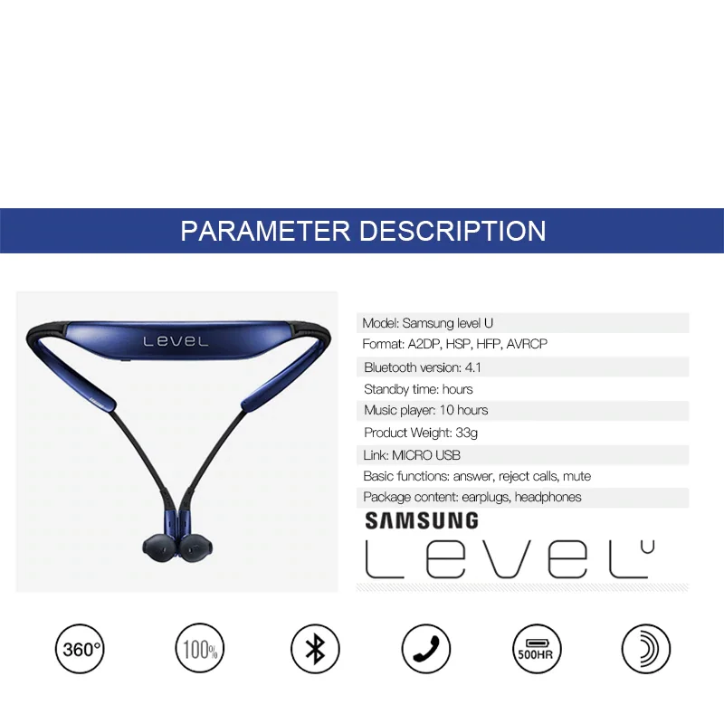 Уровень U Bluetooth гарнитура EO-BG920/Розничная коробка Новые наушники спортивные стерео для samsung Bluetooth наушники copia 1:1