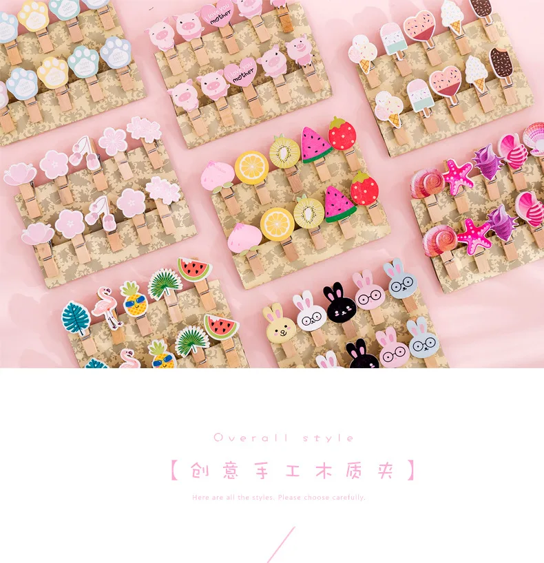 8/10/12 Pcs Mini Natural Wooden Photo Clips Christmas Snowman Duck Heart Owl shaped Clips Clothespin Craft Decoration Clips Pegs