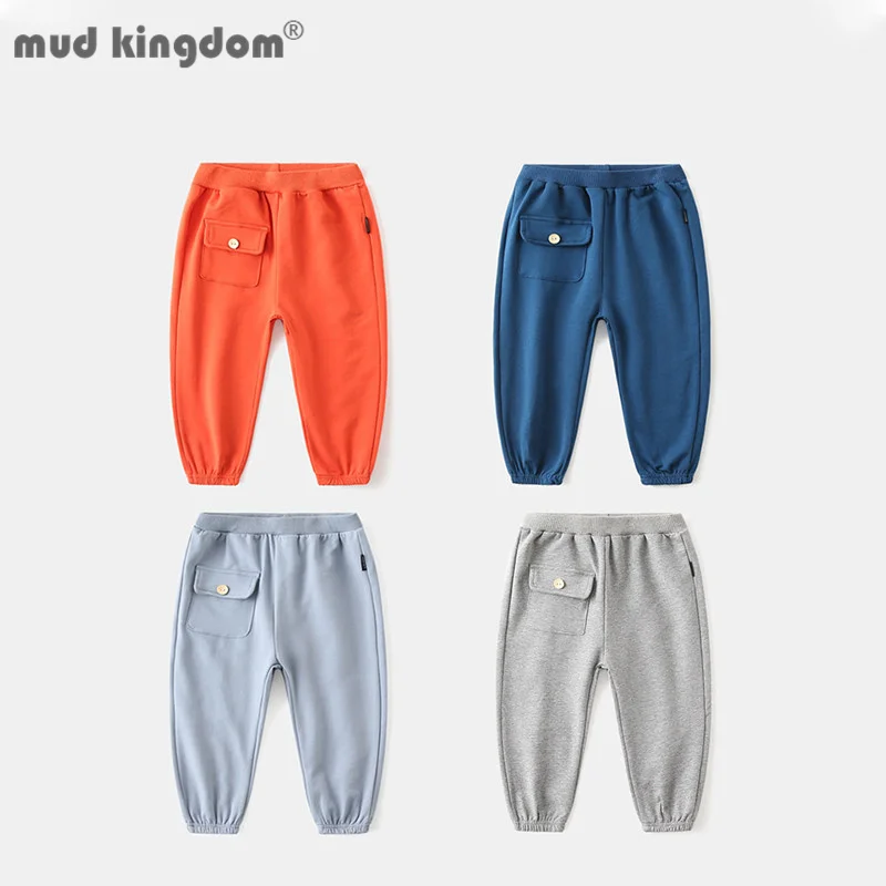 

Mudkingdom Little Boy Jogger Pants Casual Sweatpants Spring and Autumn Solid Pocket Cotton Elastic Waist Kids Trousers Clothes