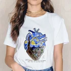 Футболка женская с абстрактным принтом, модная рубашка с принтом сердца и земли, эстетичная хипстерская футболка в стиле Харадзюку, лето