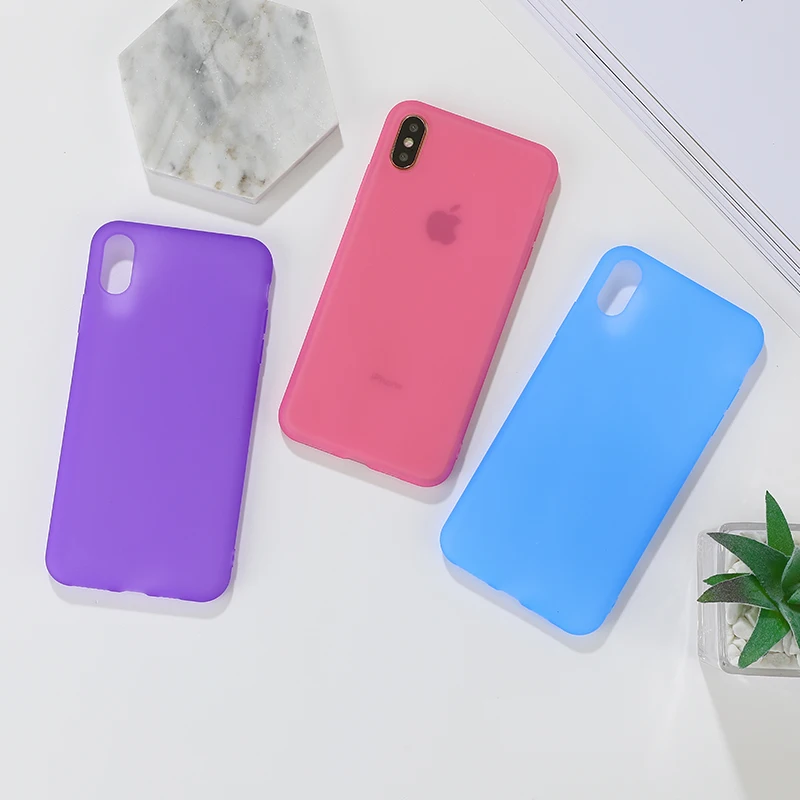 Силиконовый чехол для телефона IPhone 6 6s 7 8 8Plus X XR XsMAX 11Pro 11 11ProMAX SE однотонный матовый