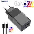 Зарядное устройство USB GaN PD 3,0 для Macbook iPhone 11 Pro Max, поддержка AFC FCP SCP QC 3,0 для Samsung S10 Plus, 65 Вт, быстрое зарядное устройство USB