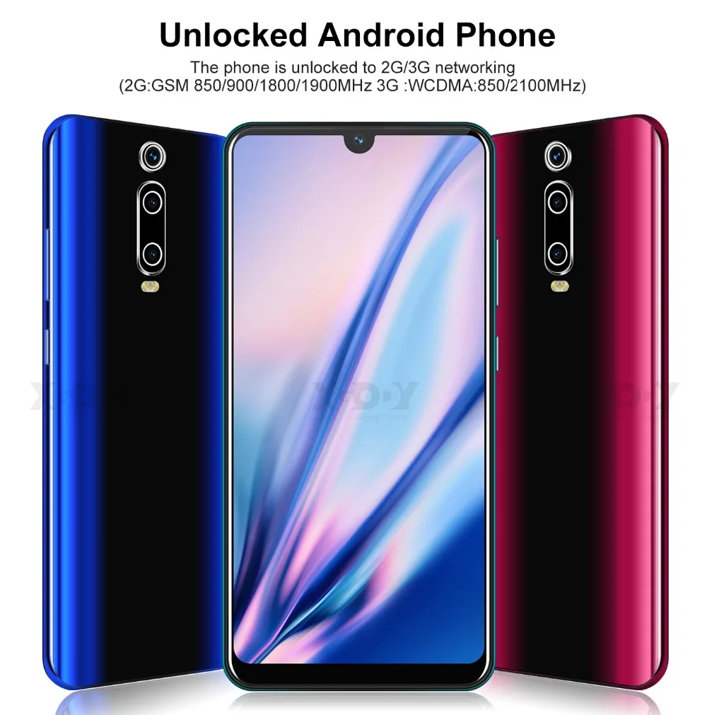 XGODY 3g мобильный телефон 9T 1GB 4GB 6,26 ''QHD экран MTK6580 четырехъядерный Android 9,0 капля полный экран 2800mAh смартфон