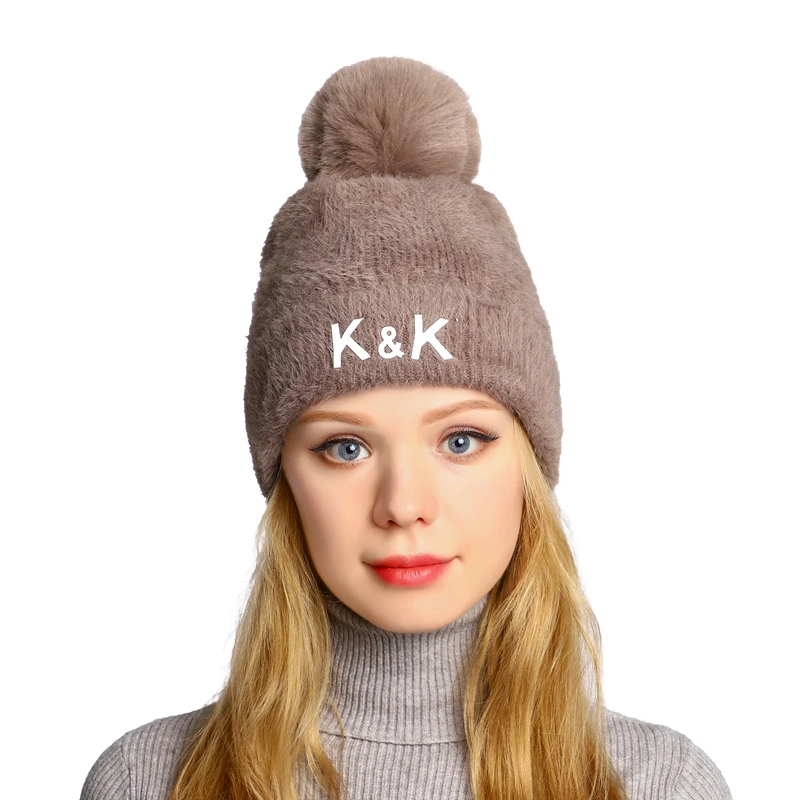 

Новинка 2019, Зимняя шерстяная шапка, женская вязаная шапка в рубчик, утолщенная теплая шерстяная шапка из меха норки и кроличьего меха