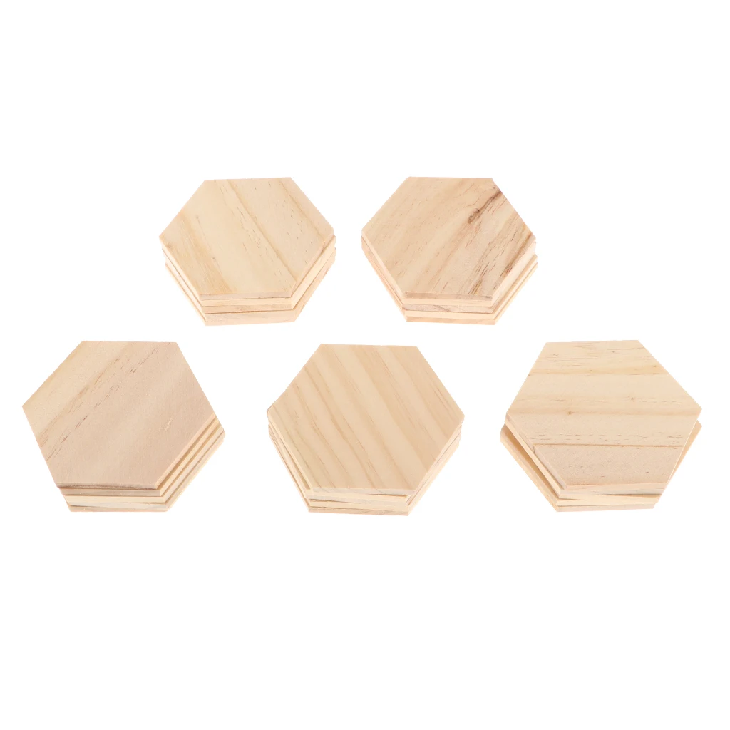25 9x7.8cm Unfinished Hexagon Wood Pieces for DIY Engraving Carving Crafting Square Plaques Sheets Rustic Decorations | Дом и сад