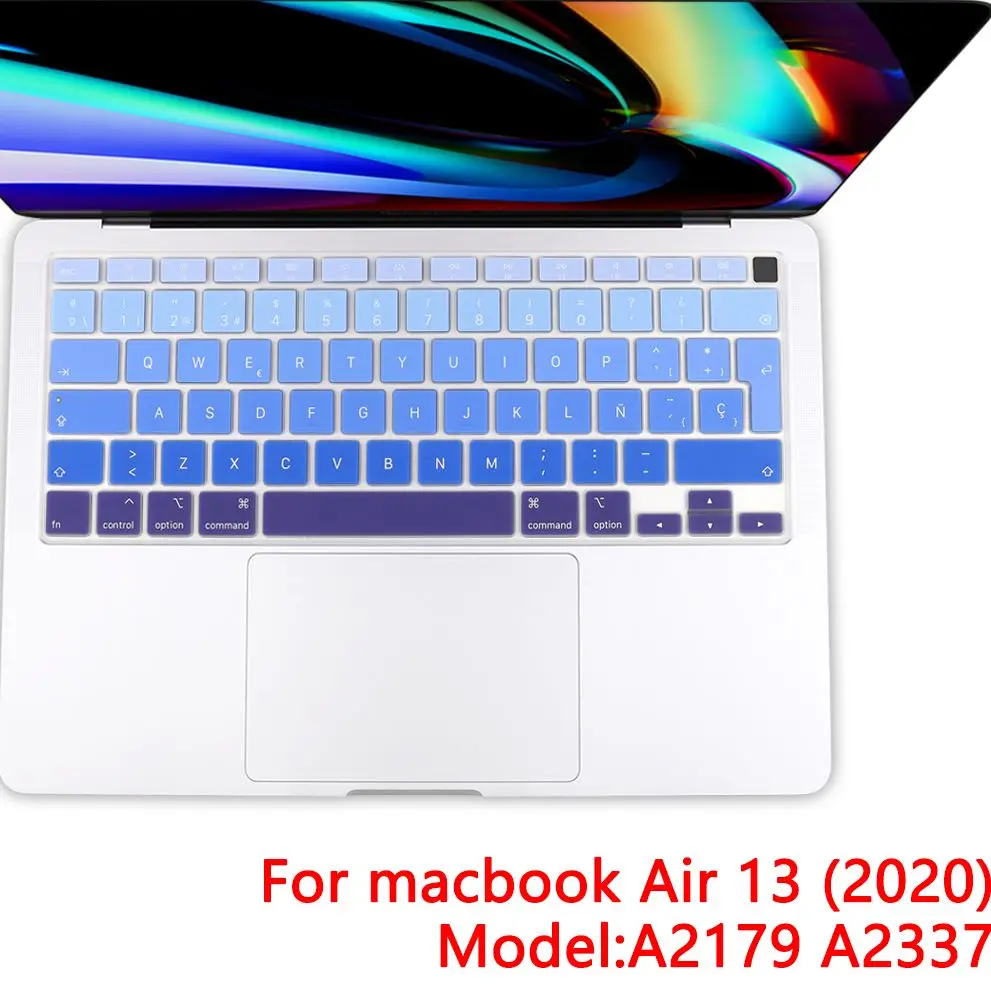 

ЕС/США Русский фреш-английскую клавиатуру для MacBook Air 13 2020 A2179 A2337 M1 Graident испанский Мягкая силиконовая клавиатура кожного покрова