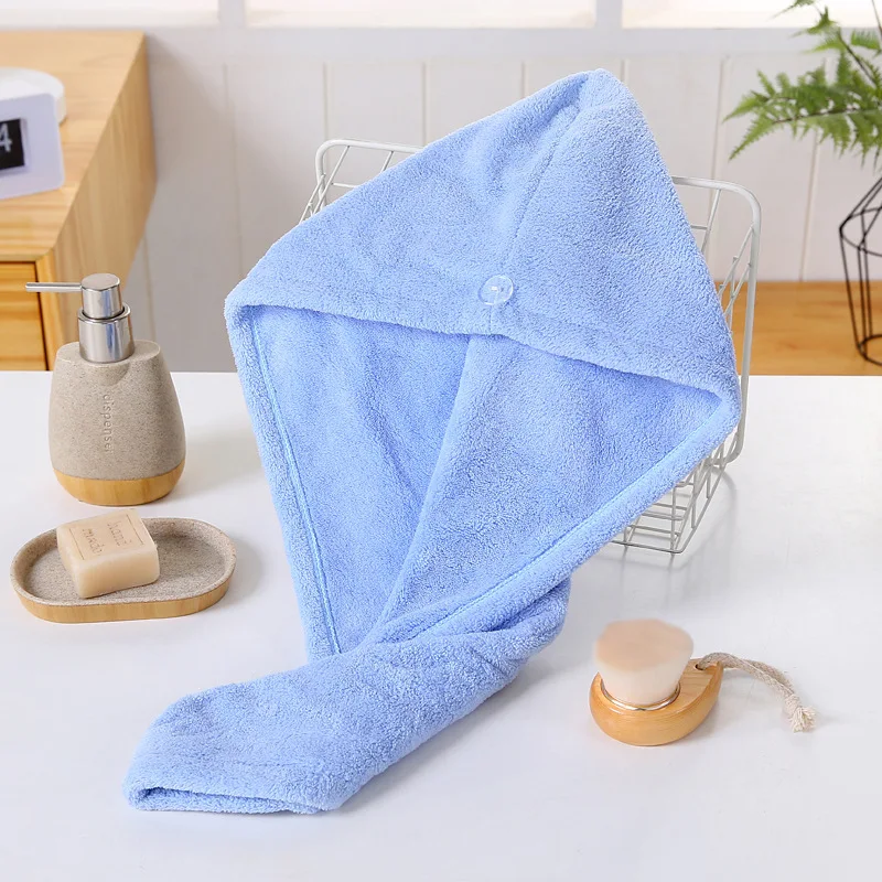 

Ladies Triangle Scarf Hat Coral Fleece Dry Hair Cap Microfiber Shower Cap Thicken Turban Absorbent Quick-Drying Towel Sauna