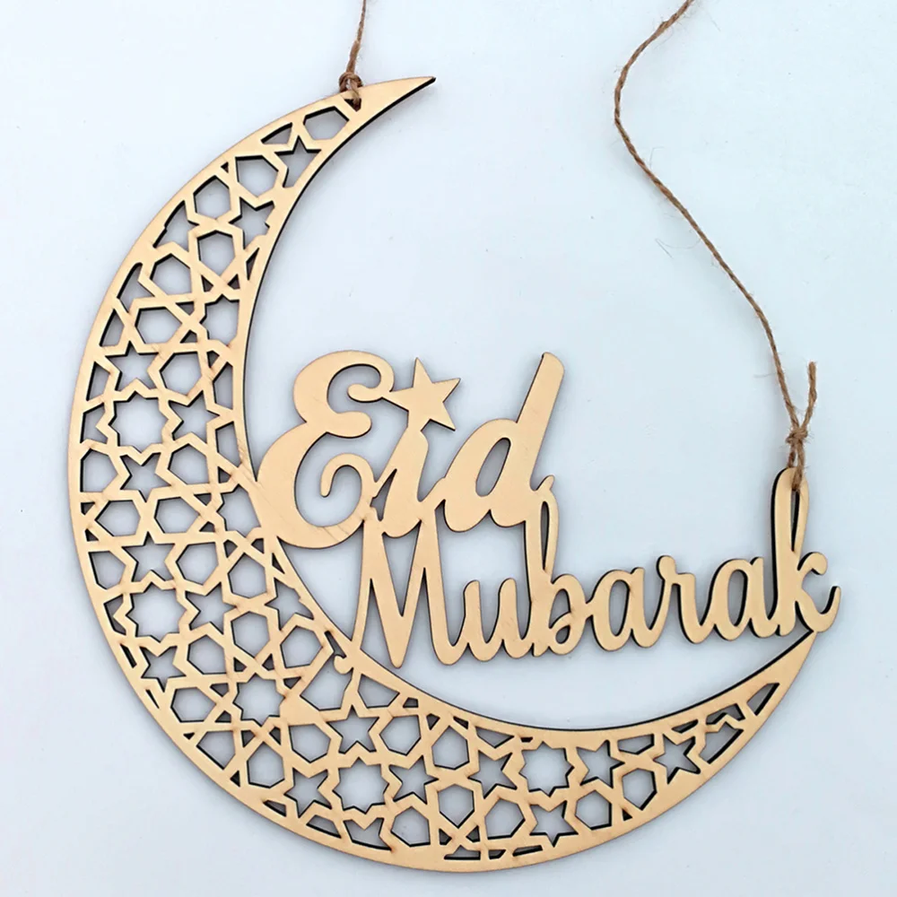 

3pcs Wooden Eid Islam Desktop Adornment DIY Ramadan Star Moon Hanging Decoration Party Supplies