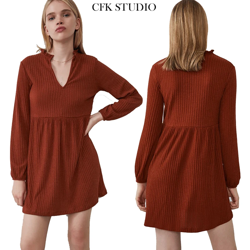 ZA женское мини платье 2019 Новая мода v-образный вырез с длинным рукавом цветочный