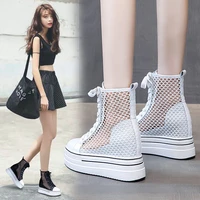 martens boots womens 2021 spring and summer new thin mesh breathable platform invisible elevated boots womens white shoes