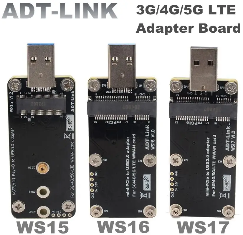 

ADT New NGFF M.2 Key B To USB3.0 Adapter Board 4G/5G LTE Module 3042 3052 WWAN Card Large Volatge USB2.0 To Mini-PCIe Riser Card