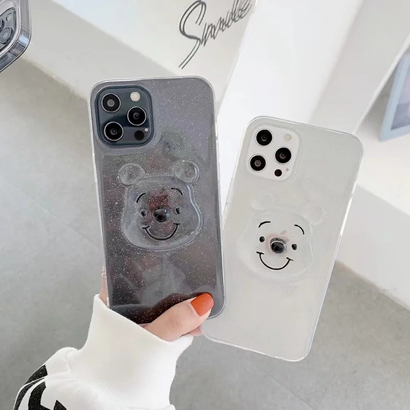 

3D cartoon for iPhone 12 11 Pro Max XS Max Bear XR 67 8 Plus Transparent Case