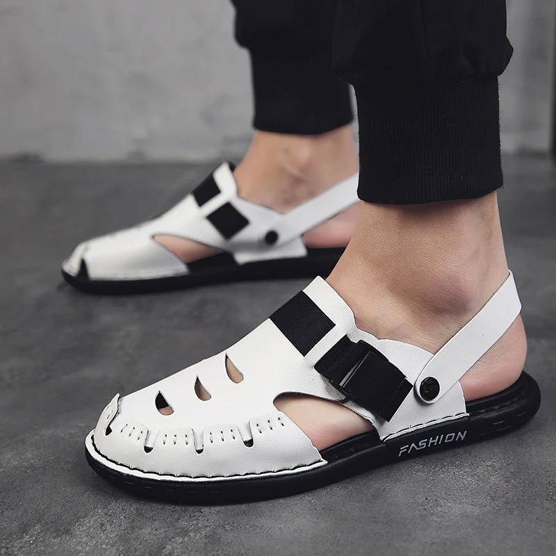 

Сандалии мужские кожаные без застежки с круглым носком, размеры 38-44