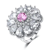 milangirl womens ring cherry blossom inlaid pink white drop shaped zircon crystal rhinestone ring for party banquet jewelry