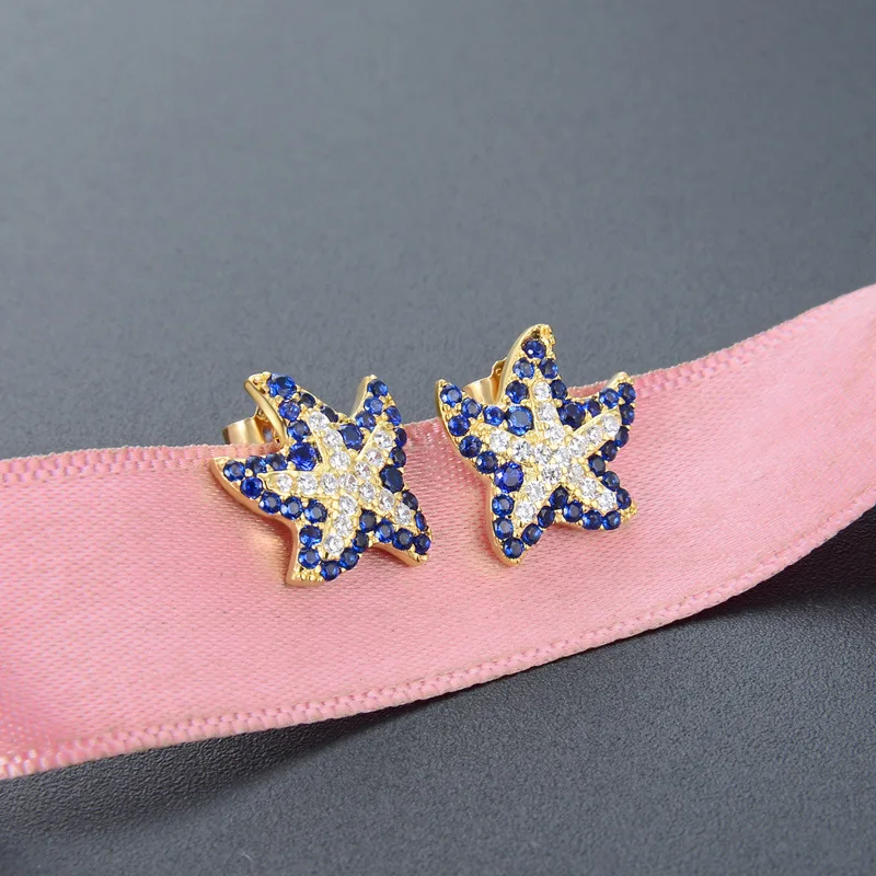 

Korean version of small fresh star earrings s925 sterling silver diamond zircon earrings jewelry wholesale