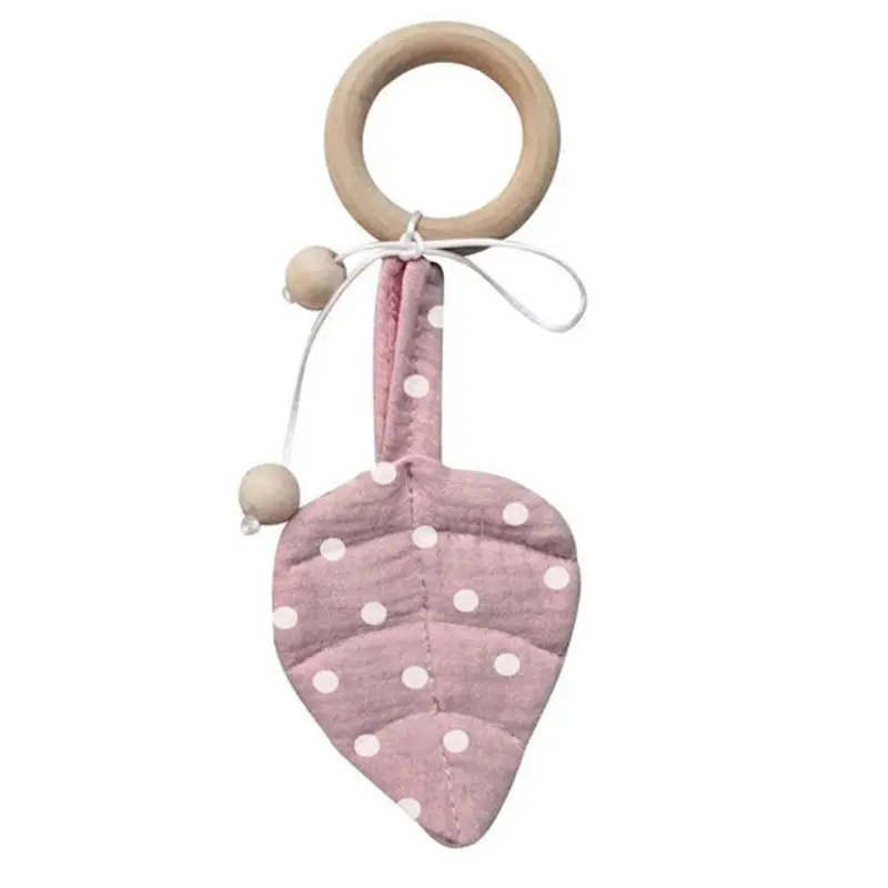 

Baby Wooden Teether Ring DIY Leaf Shape Chewing Teething Nursing Soother Molar