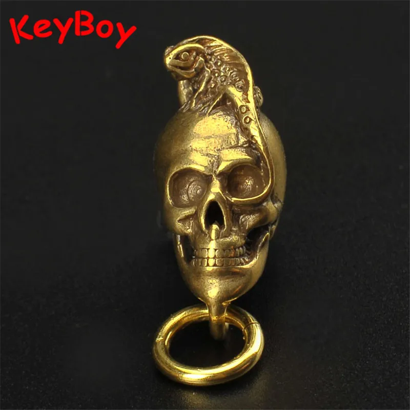Punk Vintage Brass Skull Head Lizard Pendants Men Car Key Chain Ring Hanging Jewelry Hip Hop Keychain Pendant Keyring Decoration | Украшения