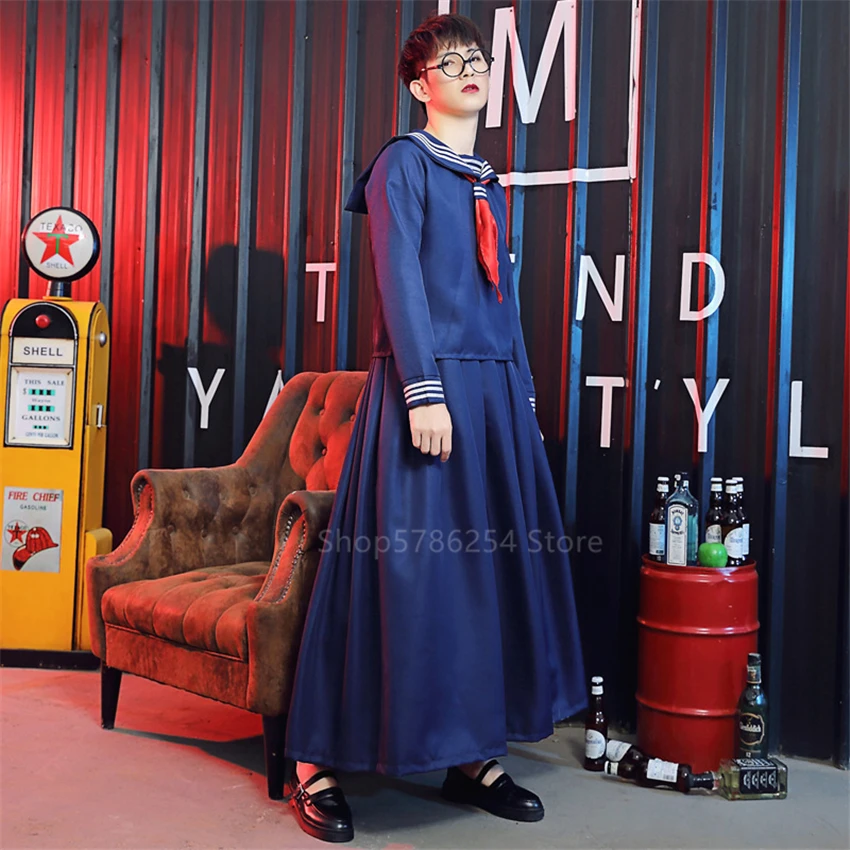 Комплект школьной формы JK из топа и юбки темно-синего цвета для мальчиков девочек