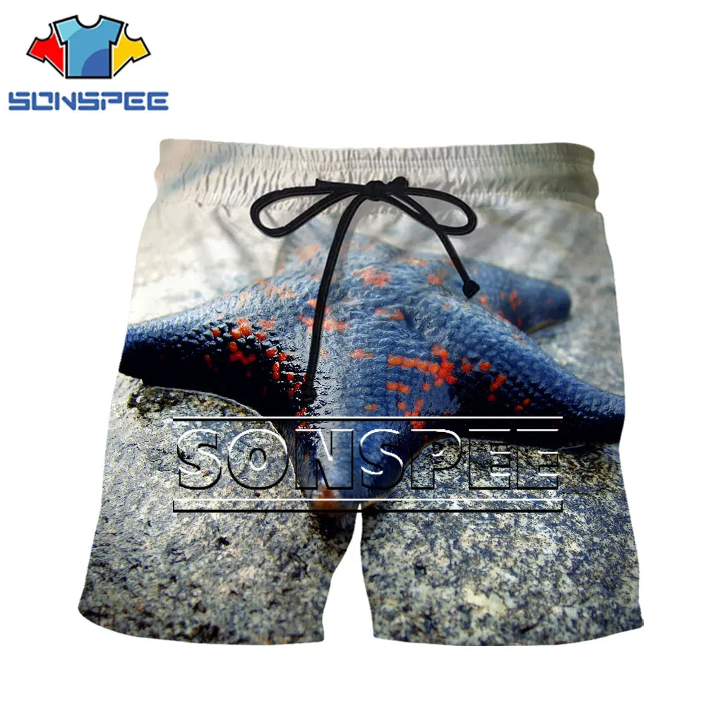 

SONSPEE Brand 3D Printing Men Woman Short Starfish Undersea Creatures Summer Novel Peculiar Harajuku Street Large Size Short