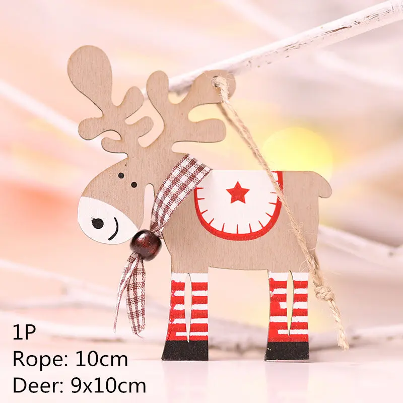 Multi Style Christmas Wooden Pendant Creative Wood Craft Ornaments DIY Chriatmas Tree Hanging Decoration Xmas Gift Supplies - Цвет: 1P-378-B06