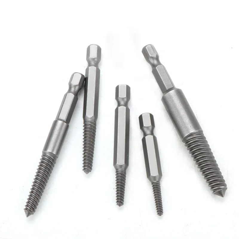 

6pcs/set DIY Durable Remover Portable Drill Bits Broken Bolt Damaged Screw Extractor Metal Stud Hand Tool Home Drill Set